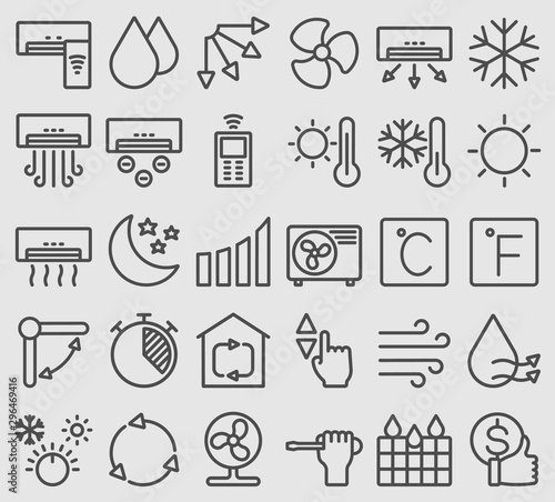 Line icons set for Air conditioner