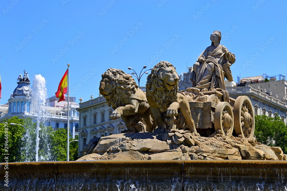 Plaza de Cibeles Fountain before the Palacio de Comunicaciones, Madrid, Spain