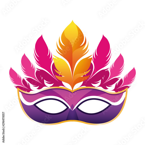 colorful design of carnival mask with feathers icon