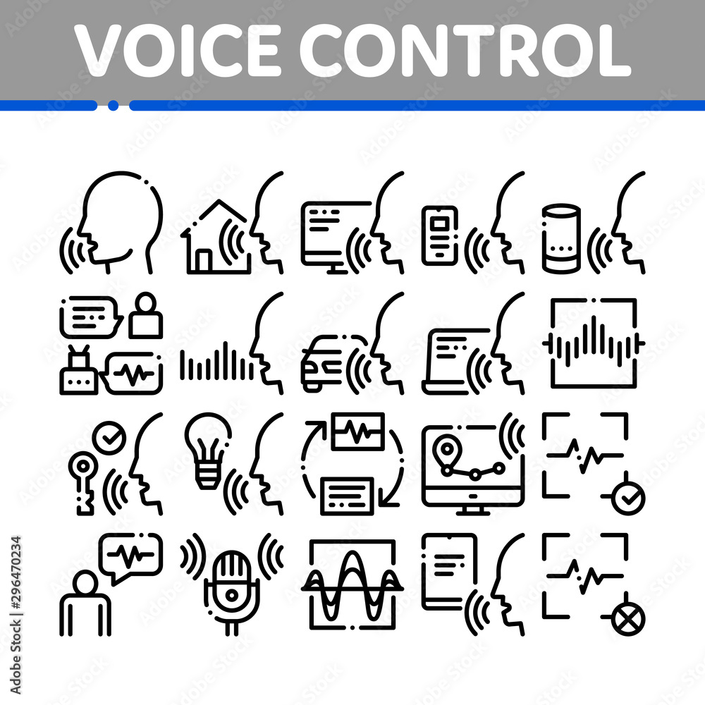 Voice Control Collection Elements Icons Set Vector Thin Line. Voice Controlling Smart House And Car, Laptop And Smartphone Concept Linear Pictograms. Monochrome Contour Illustrations Voice Control Collection Elements Icons Set Vector Thin Line. Voice Controlling Smart House And Car, Laptop And Smartphone Concept Linear Pictograms. Monochrome Contour Illustrations