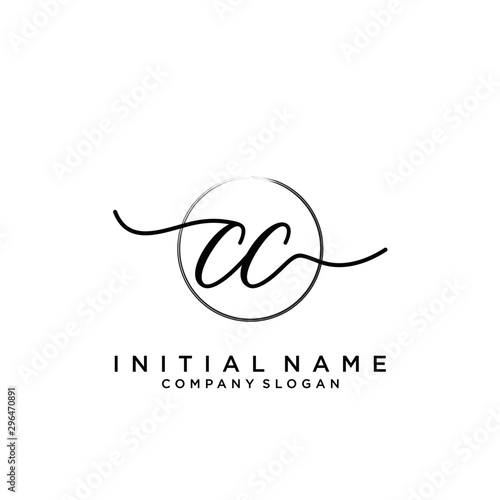 CC Initial handwriting logo with circle template vector.