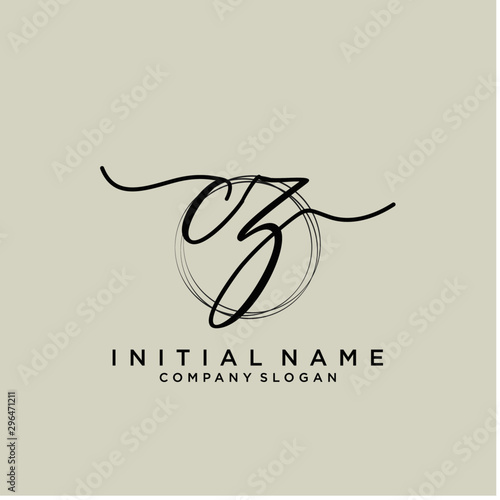 CZ Initial handwriting logo with circle template vector.