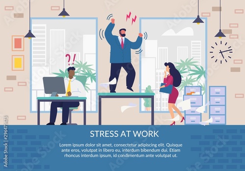 Stress at Work Poster Design and Cartoon Character