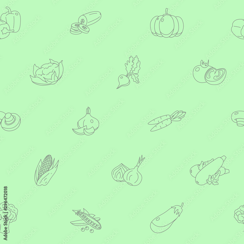 Vegetables background - Vector seamless pattern of vegetarian food and healthy nutrition for graphic design Vegetables background - Vector seamless pattern of vegetarian food and healthy nutrition for graphic design