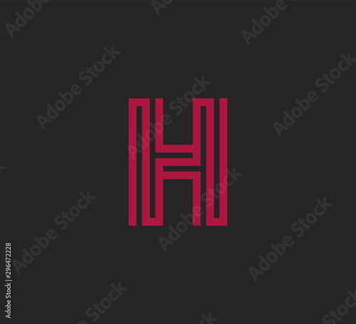 Initial red letter line shape logo black background H