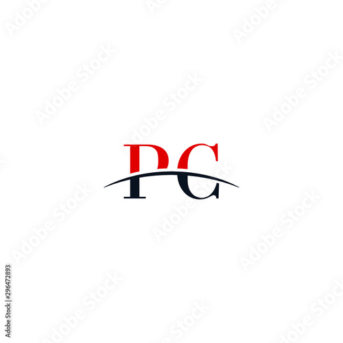Free Download Initial letter PC, overlapping movement swoosh horizon logo company design inspiration in red and dark blue color vector - GFXLoad