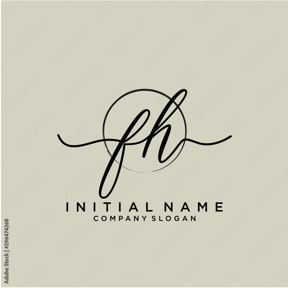 FH Initial handwriting logo with circle template vector. FH Initial handwriting logo with circle template vector.