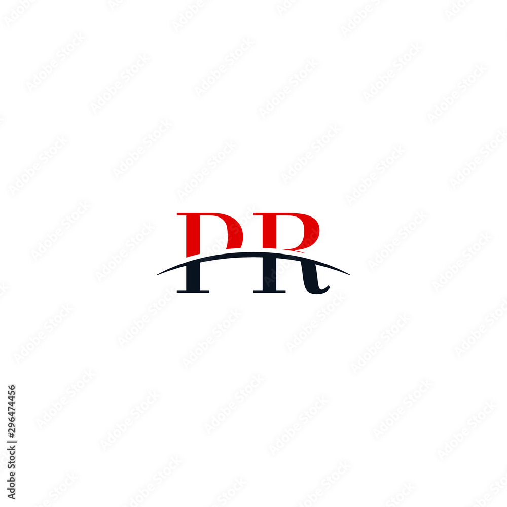 Initial letter PR, overlapping movement swoosh horizon logo company design inspiration in red and dark blue color vector Initial letter PR, overlapping movement swoosh horizon logo company design inspiration in red and dark blue color vector