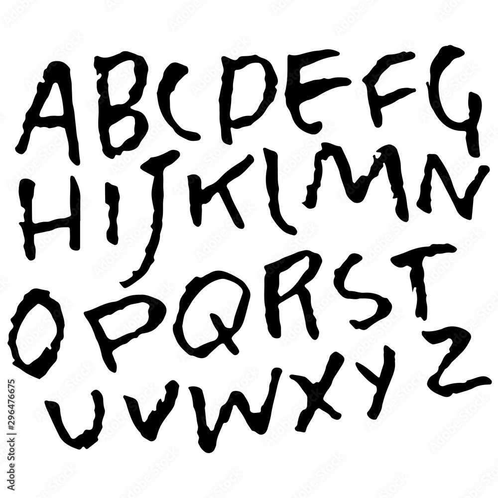 Hand drawn dry brush font. Modern brush lettering. Grunge style alphabet. Vector illustration. Hand drawn dry brush font. Modern brush lettering. Grunge style alphabet. Vector illustration.