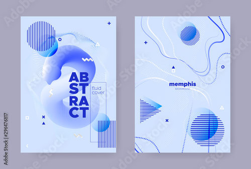 Pastel Abstract Memphis Gradient. Vector Fluid 