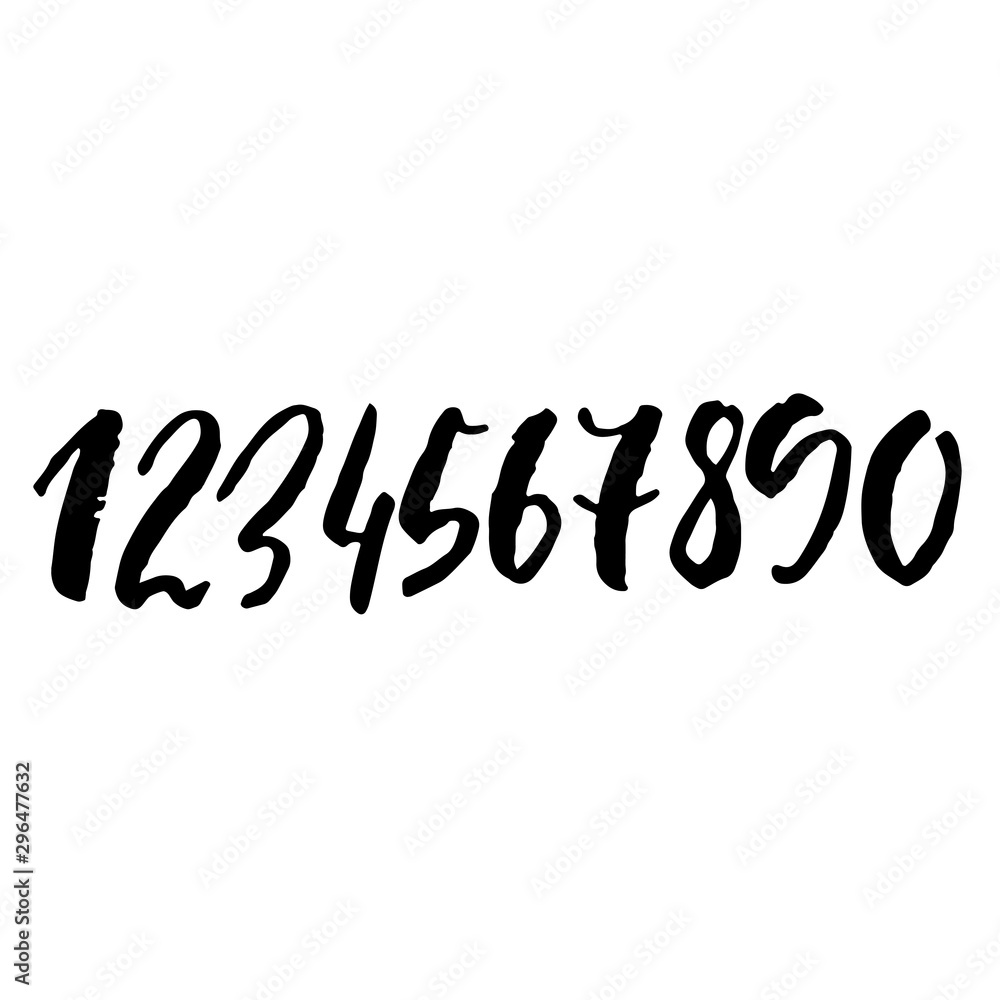 Set of grunge handdrawn numbers. Modern dry brush lettering. Vector illustration. Set of grunge handdrawn numbers. Modern dry brush lettering. Vector illustration.