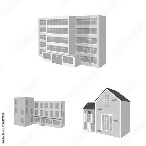 Vector illustration of architecture and estate icon. Set of architecture and housing stock symbol for web.