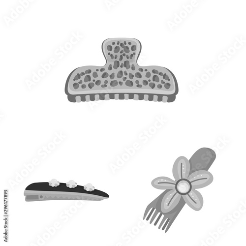 Vector design of hairdressing and hairclip icon. Set of hairdressing and fashion vector icon for stock.