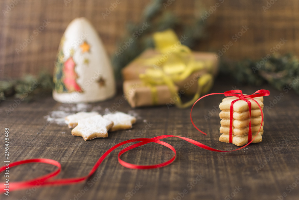 Star cookies with gift boxes Star cookies with gift boxes