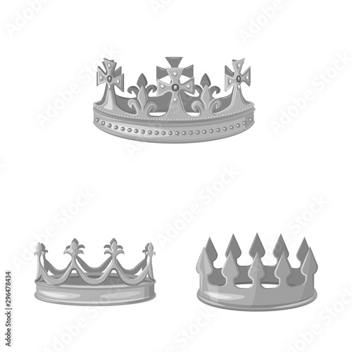 Vector design of jewel and vip symbol. Set of jewel and nobility stock symbol for web.
