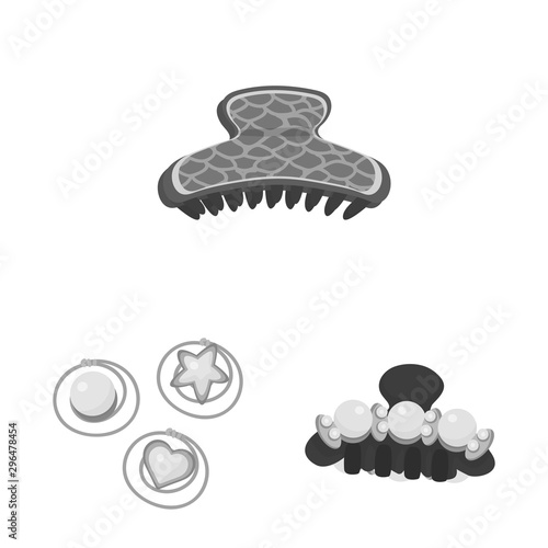 Vector illustration of hairdressing and hairclip logo. Set of hairdressing and fashion stock vector illustration.