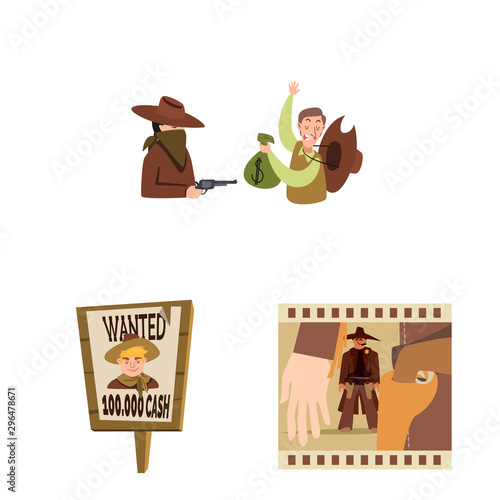 Vector illustration of wild and west logo. Collection of wild and american stock symbol for web.