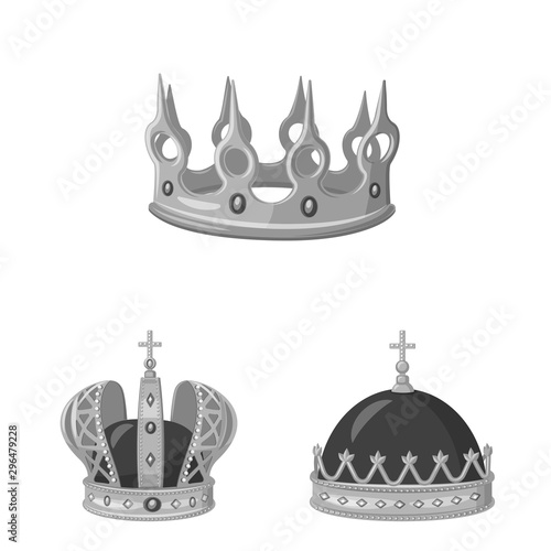 Vector design of jewel and vip logo. Set of jewel and nobility vector icon for stock.