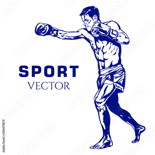 Boxer Fight Drawing Vector Sport