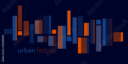 Orange and blue urban city light header
