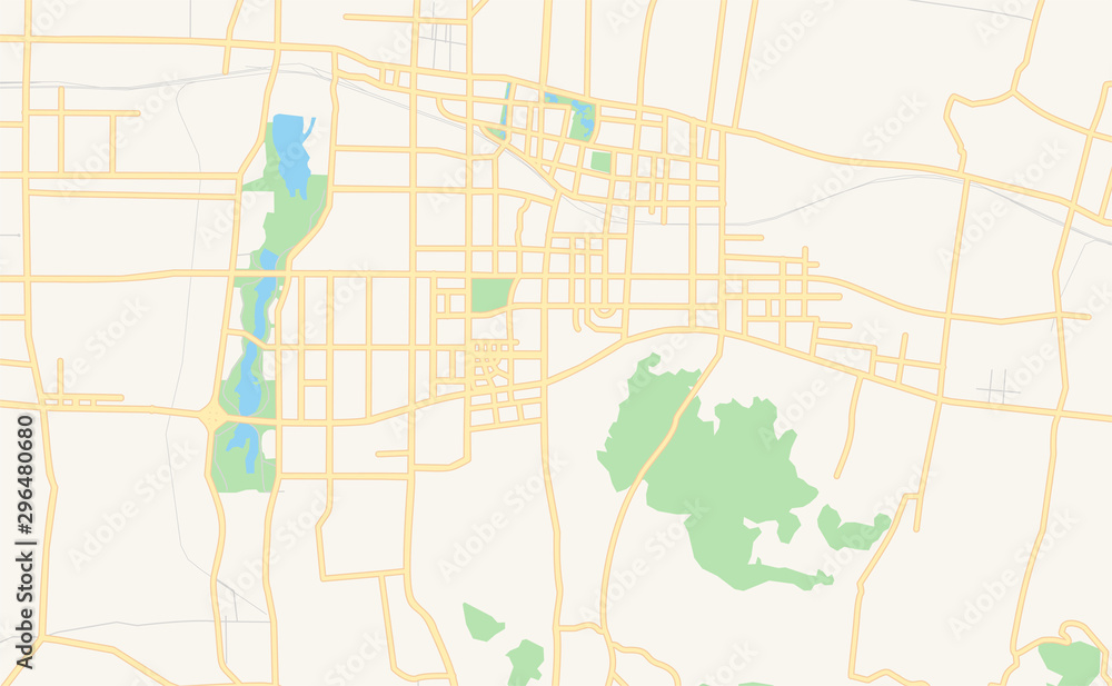 Fototapeta premium Printable street map of Zhangqiu, China