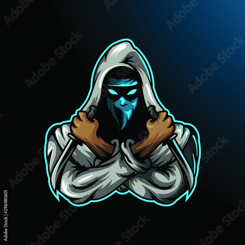 Ninja assassin mascot for sport and esport or gamer logo