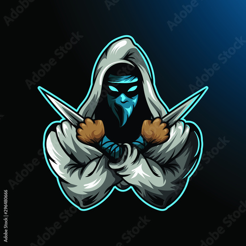 Ninja assassin mascot for sport and esport or gamer logo