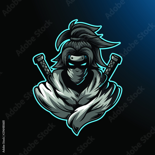 Ninja assassin mascot for sport and esport or gamer logo