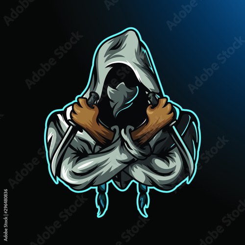Ninja assassin mascot for sport and esport or gamer logo
