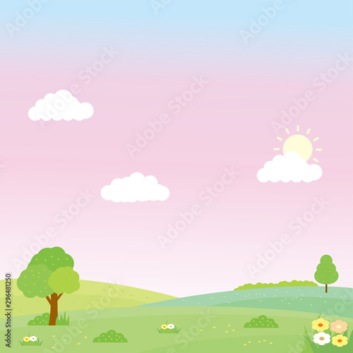 Cute nature landscape vector illustration suitable for kids background 
