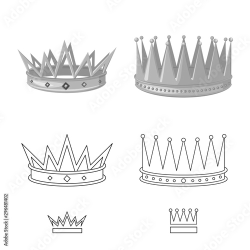 Vector illustration of medieval and nobility logo. Collection of medieval and monarchy stock vector illustration.