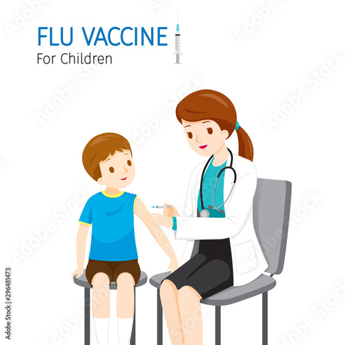 Female Doctor Injecting Flu Vaccine For Children