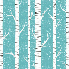 Stickers Berken patronen Winterberken naadloos patroon met sneeuw  © designer_an