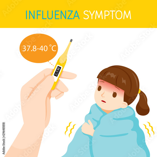 Girl With Influenza Symptoms With High Body Temperature