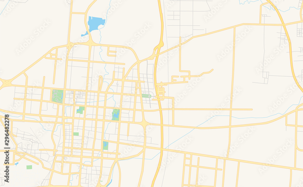 Obraz premium Printable street map of Handan, China
