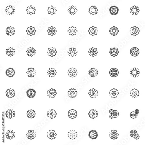 Gear line icons set. linear style symbols collection, outline signs pack. vector graphics. Set includes icons as cogwheel, cog mechanism, setting gear, wheel, configuration