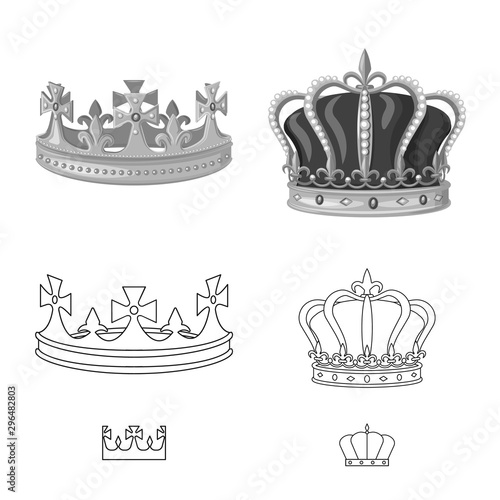 Vector design of medieval and nobility sign. Collection of medieval and monarchy stock symbol for web.
