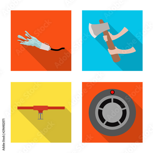 Isolated object of firefighters and fire logo. Set of firefighters and equipment vector icon for stock.