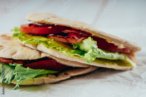 Bacon, Lettuce And Tomatoes Pitta