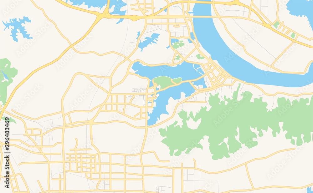 Fototapeta premium Printable street map of Huangshi, China
