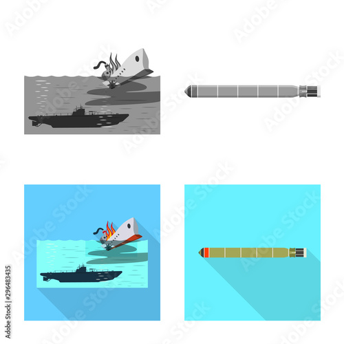 Vector design of war and ship logo. Collection of war and fleet stock symbol for web.