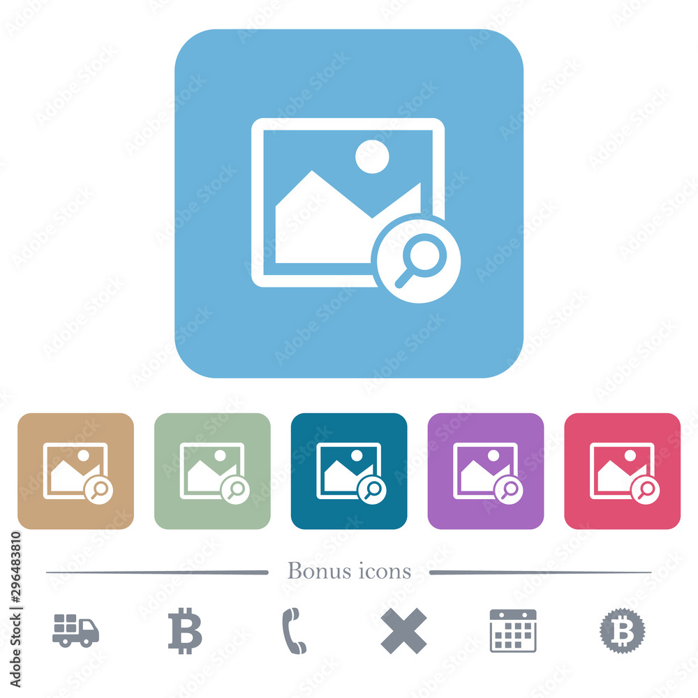 Zoom image flat icons on color rounded square backgrounds Zoom image flat icons on color rounded square backgrounds