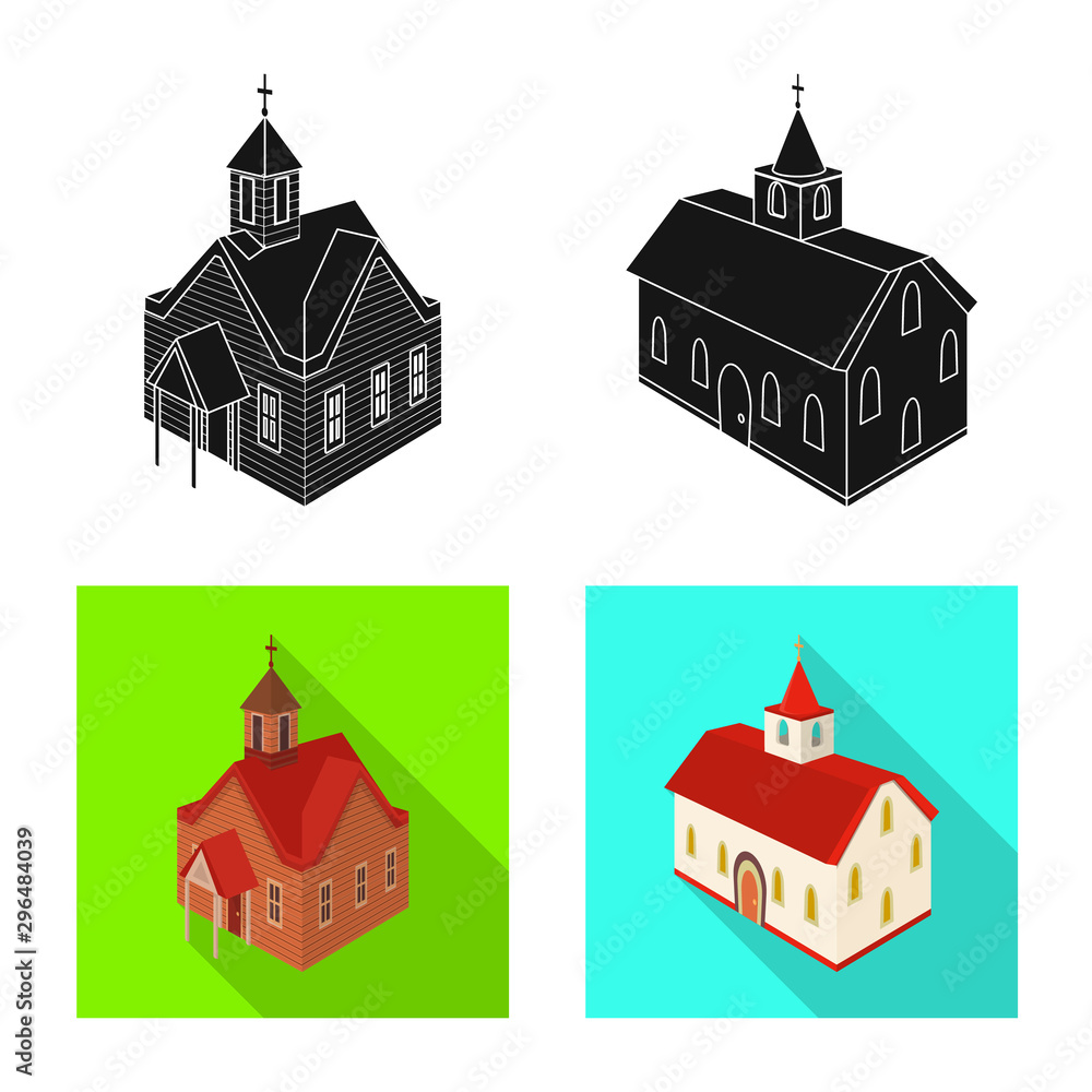 Fototapeta premium Vector design of temple and historic icon. Set of temple and faith vector icon for stock.
