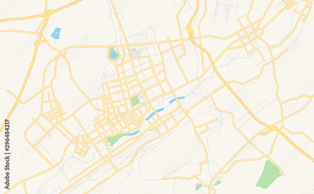 Printable street map of Fuxin, China