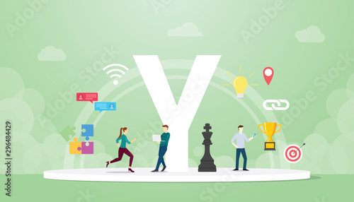 generation y concept people with team and people icons related with creativity and agility with modern flat style - vector