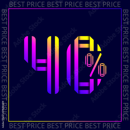 Discount 40 percent OFF Sale, abstract trendy template best price vector sign, web sticker