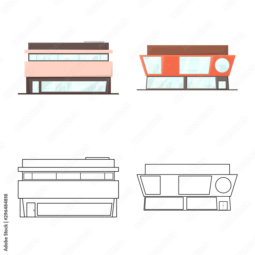 Vector illustration of boutique and construction logo. Set of boutique and cityscape stock vector illustration. Vector illustration of boutique and construction logo. Set of boutique and cityscape stock vector illustration.