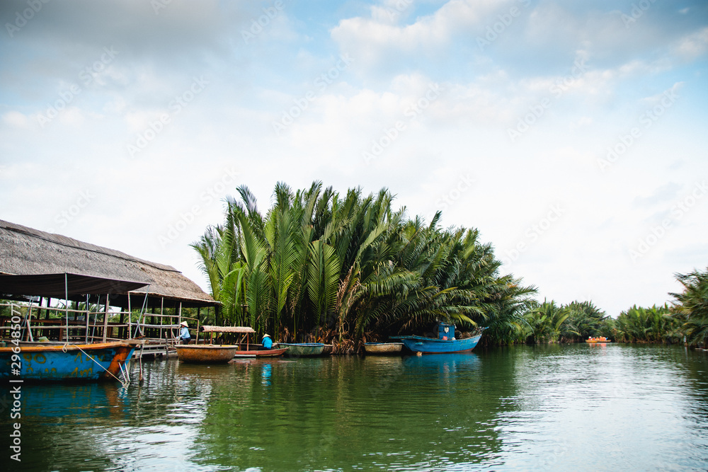 A peaceful landscape of the coconut village close to Hoi An in Vietnam A peaceful landscape of the coconut village close to Hoi An in Vietnam