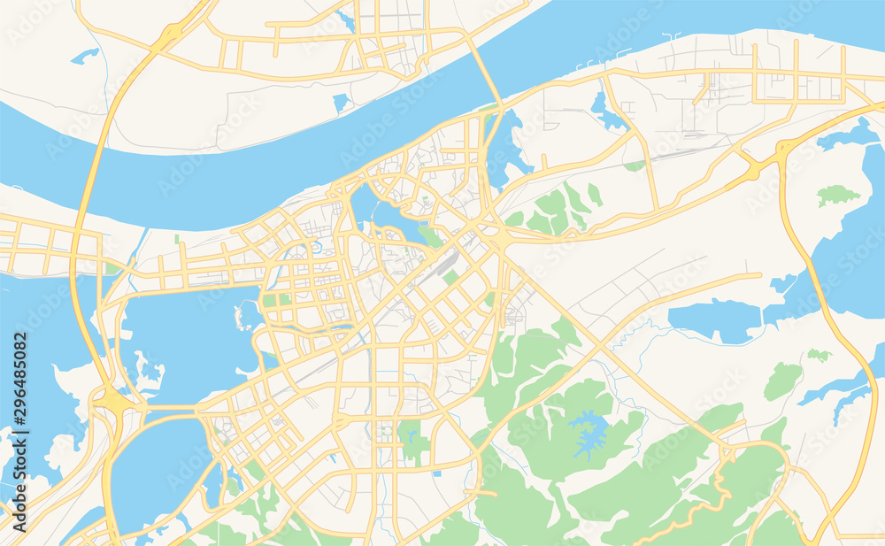 Naklejka premium Printable street map of Jiujiang, China