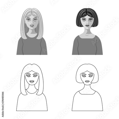 Vector illustration of hairstyle and profession icon. Collection of hairstyle and character vector icon for stock.